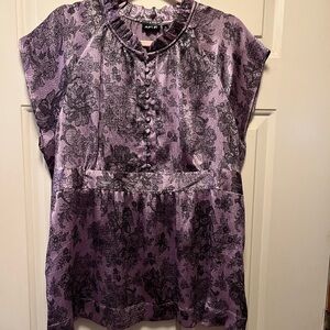 Apt. 9 Purple Gray Buttoned Bib Collar Blouse